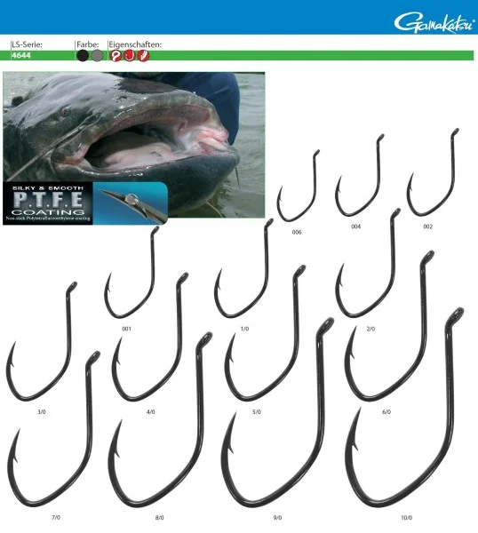 Gamakatsu LS-4644 Haken Wallerhaken P.T.F.E. Coated 6