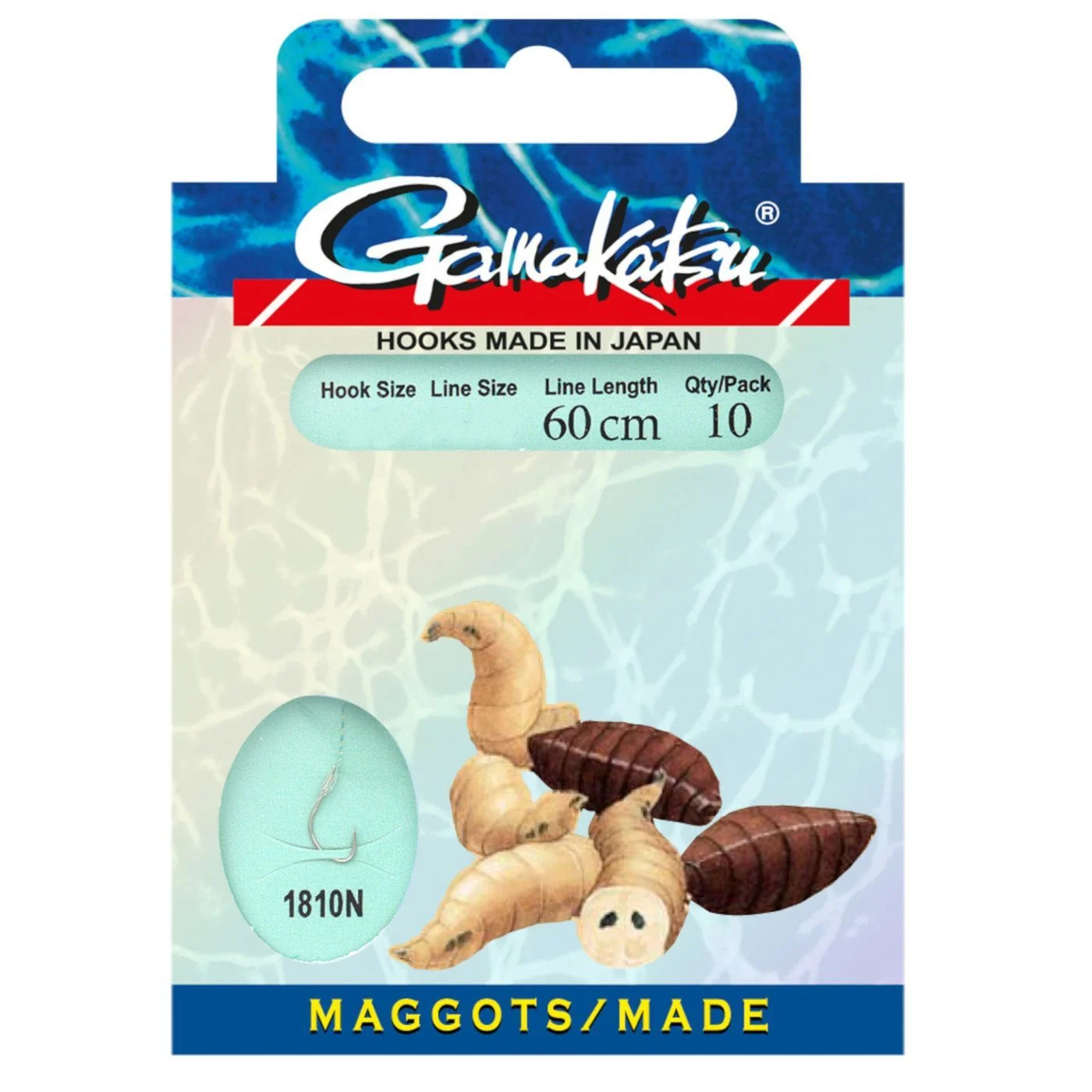 Gamakatsu Made LS-1810 60cm - 10 gebundene Angelhaken Gr. 6 / 0.22mm