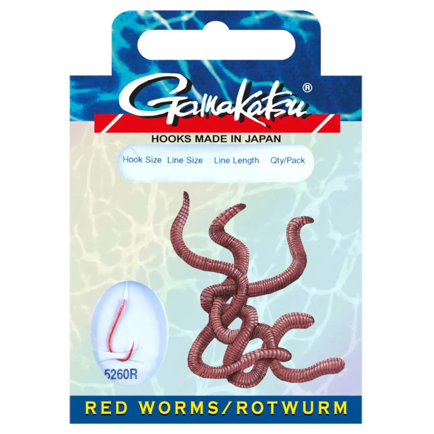 Gamakatsu Rotwurm LS-5260 75cm - 10 gebundene Angelhaken Gr. 6 / 0.22mm