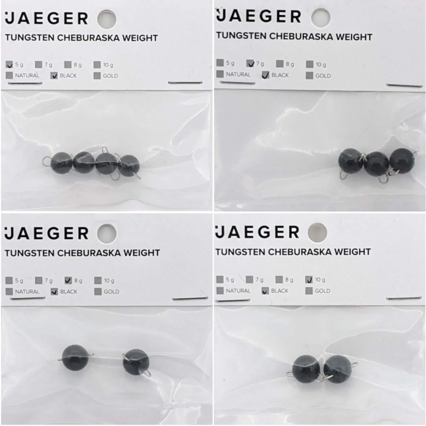 Jaeger Fishing Black Tungsten Cheburashka Sinker - Jigköpfe 7g / 3 Stück