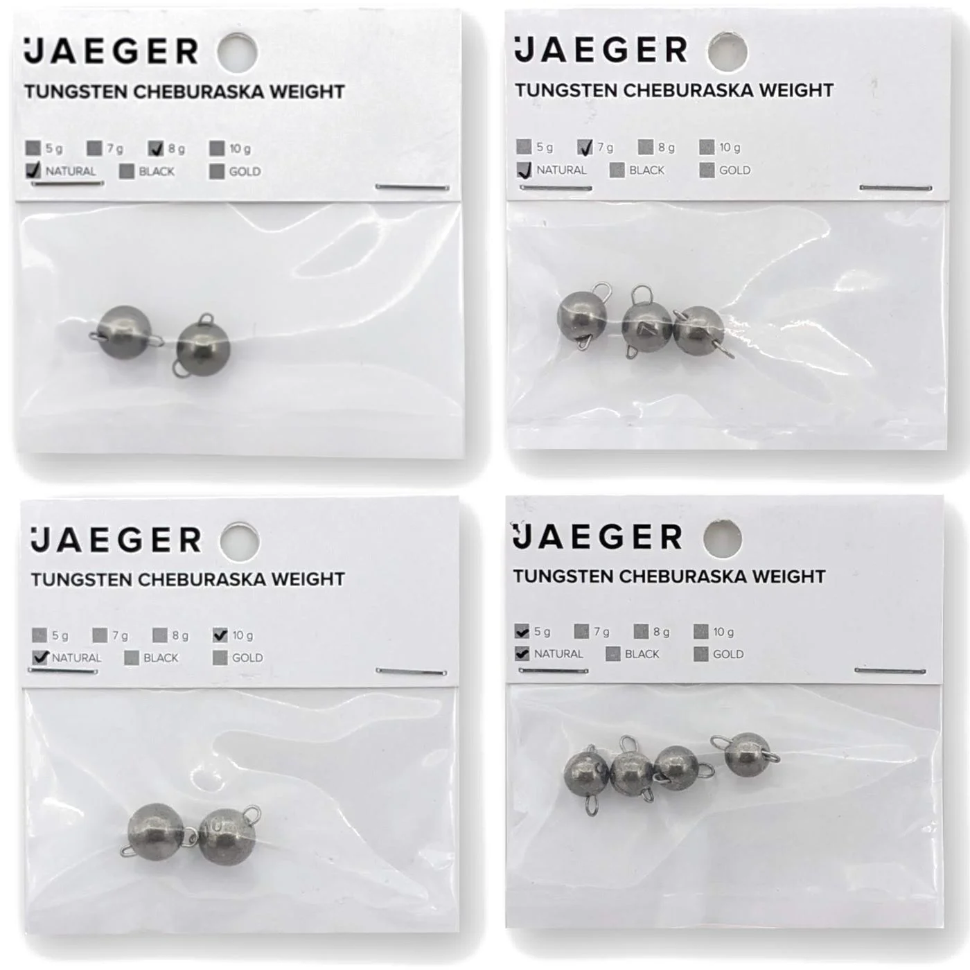 Jaeger Fishing Tungsten Cheburashka Sinker Natural - Jigköpfe 5g / 4 Stück