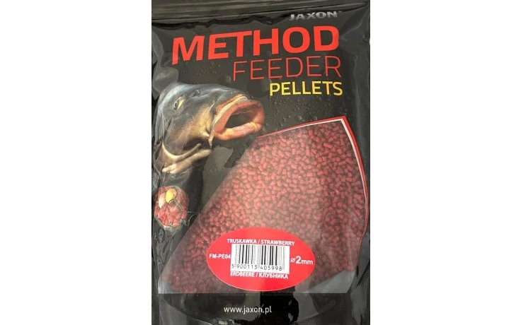 Jaxon Method Feeder Pellets Erdbeere 500 Gramm Fertiges Futter für Karpfen und andere Fische