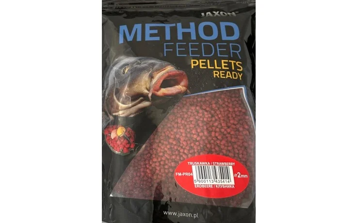 Jaxon Method Feeder Pellets Ready Erdbeere 500 Gramm Fertiges Futter für Karpfen und andere Fische