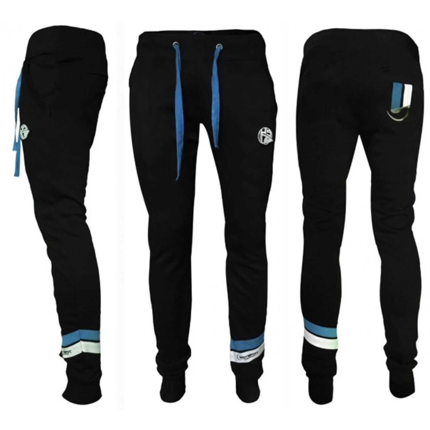 HOTSPOT DESIGN JOGPANT HS WITH PIQUET STRIPES BLUE, black-blue, Jogging pants
