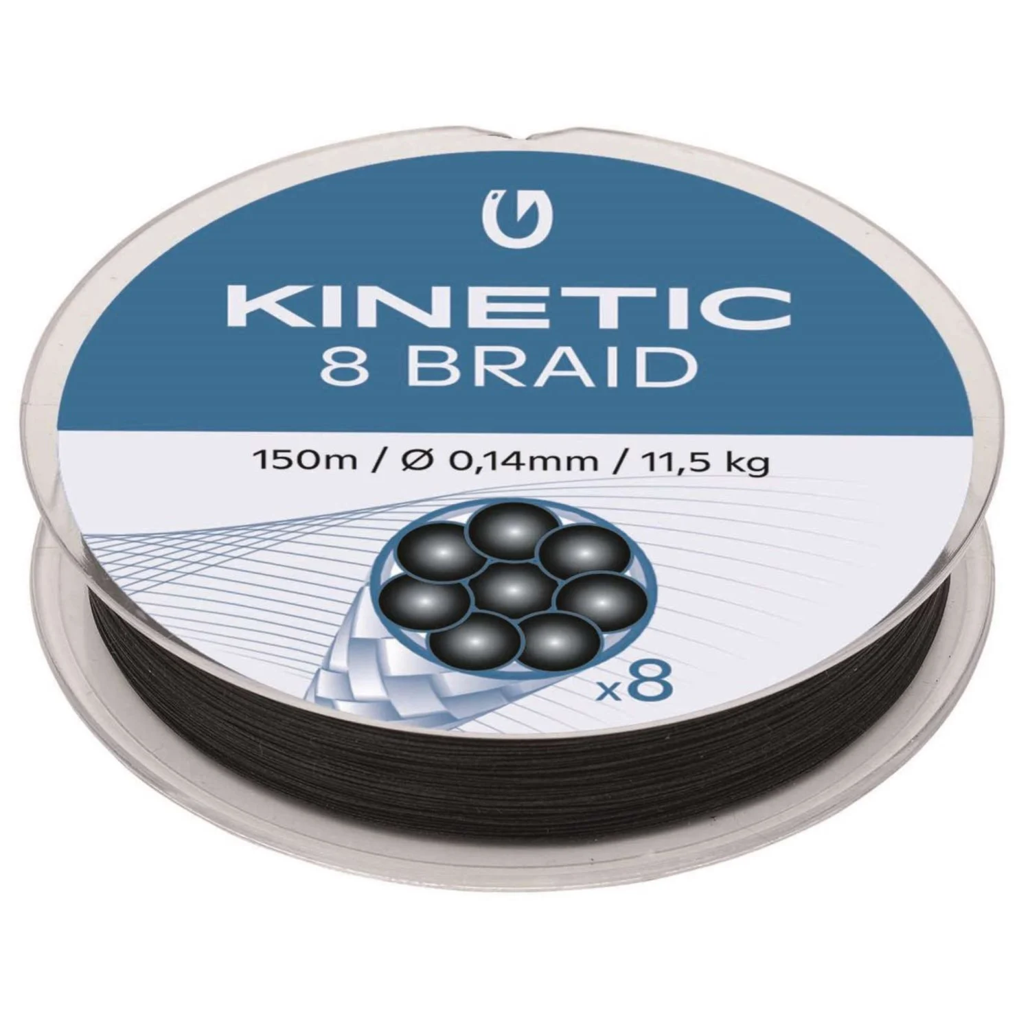 Kinetic 8-Braid 150m - Geflochtene Schnur Farbe: Black | Durchmesser: 0,12mm