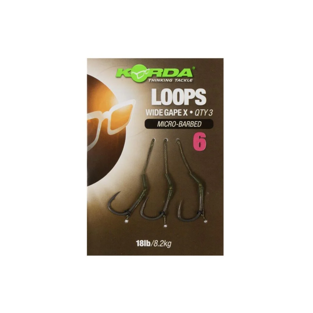 Korda Loop Rigs DF Wide Gape Barbless (18lb) Size 8