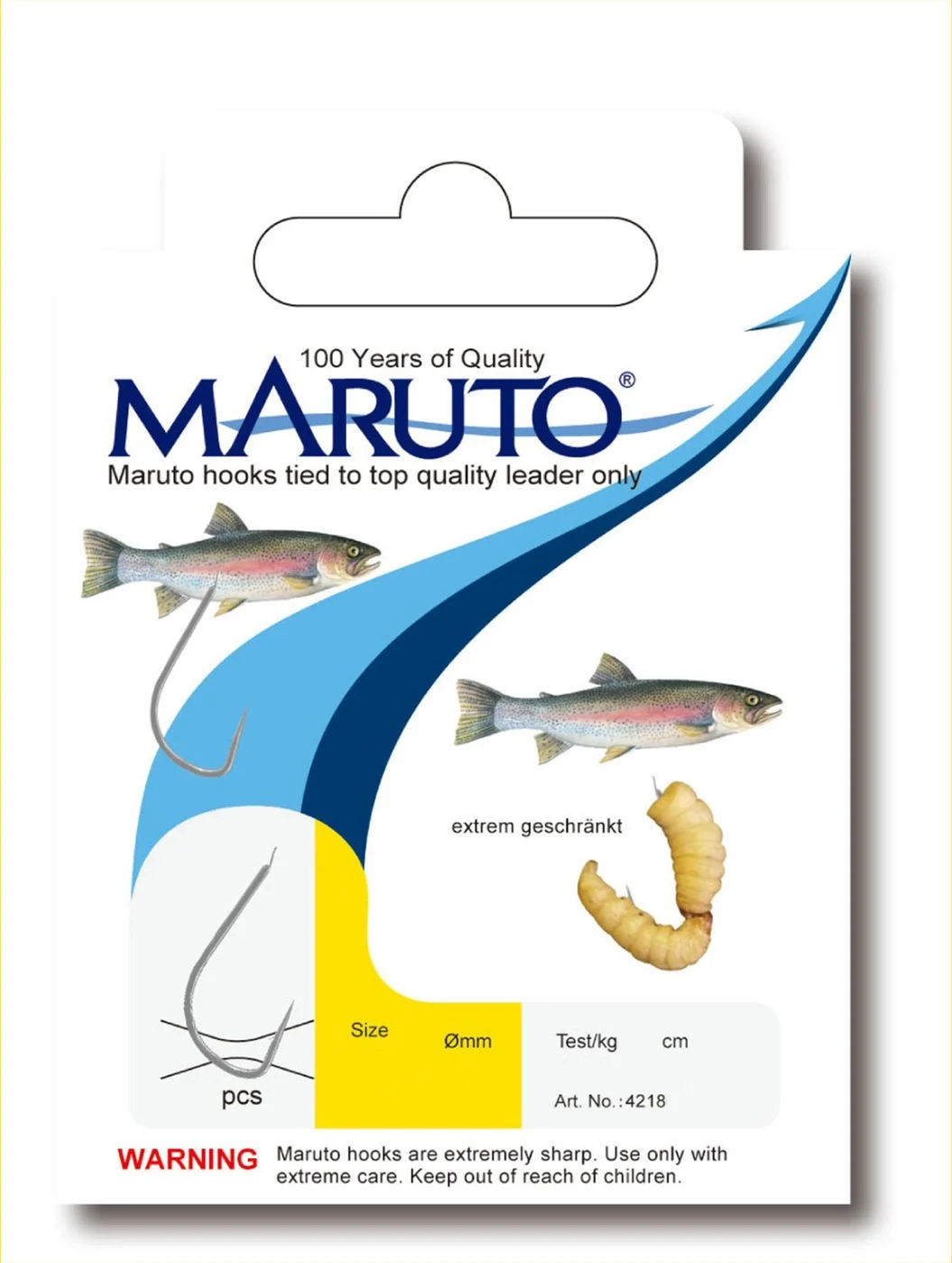 Maruto Bienenmadenhaken gebunden 150cm 0,18mm - 6 Forellenhaken 4