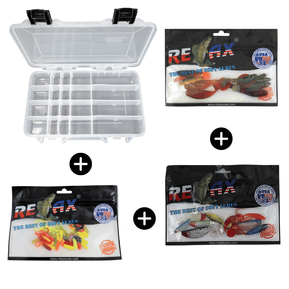 Mega-Köder-Set Barsch und Forelle 40 Relax Gummi-Köder + Plano 3650 Box