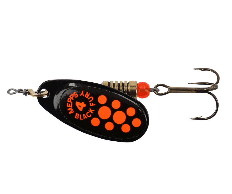 Mepps Black Fury Schwarz mit orangen Punkten Gr. 3 6,5g