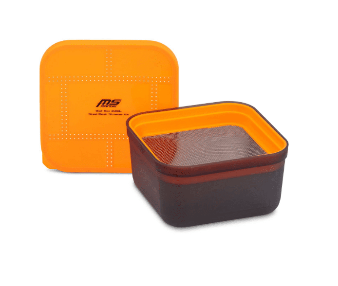 MS Range Bait Box 2,8l + 2mm Steel Mesh Strainer