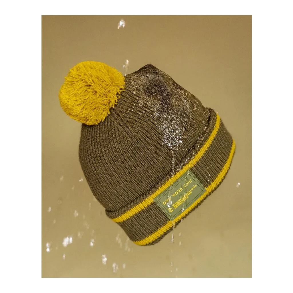 One More Cast Bobble Beanie Green Mustard