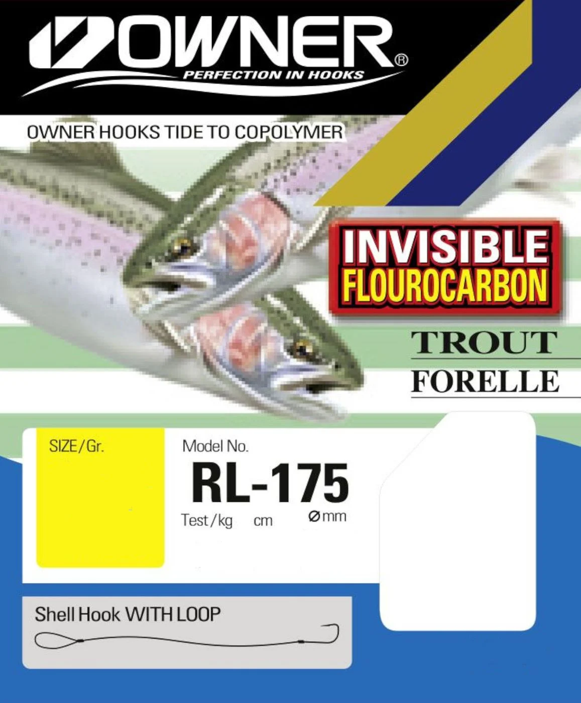 Owner Forellen Haken Fluorocarbon 150cm blau - 6 Forellenhaken Gr. 6 /6.9kg /0.28mm