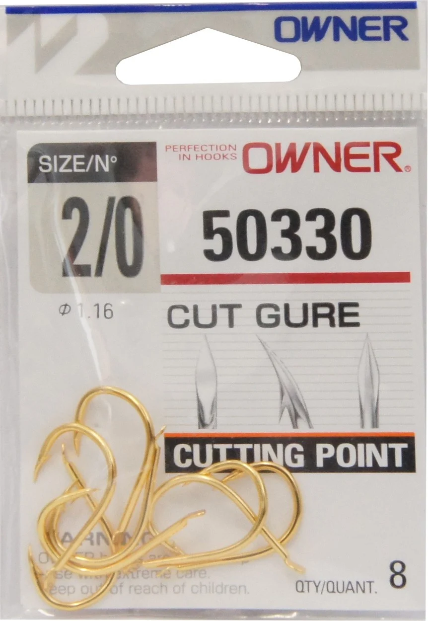 Owner Karpfenhaken Plättchen goldfarben Gr. 2/0