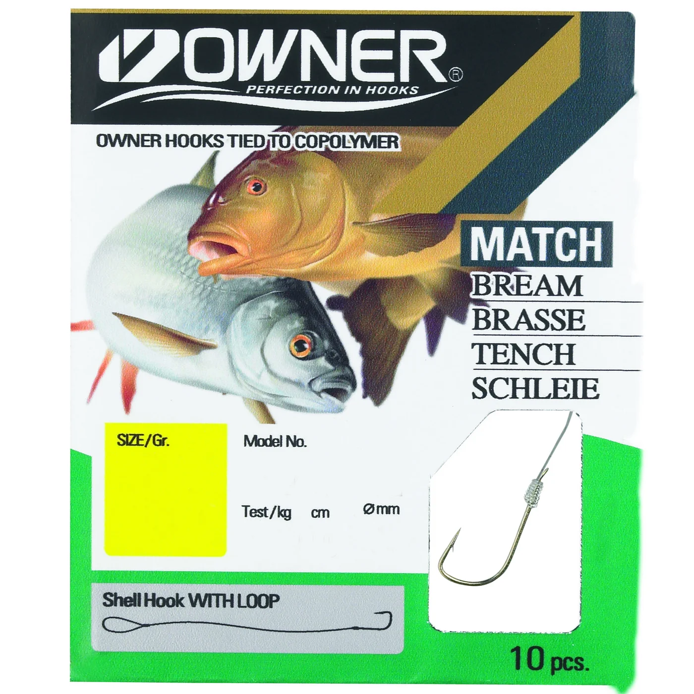 Owner Match/Schleie Silber RL1414 - 11 gebundene Angelhaken 22cm Gr. 10 / 0.12mm / 1.5kg