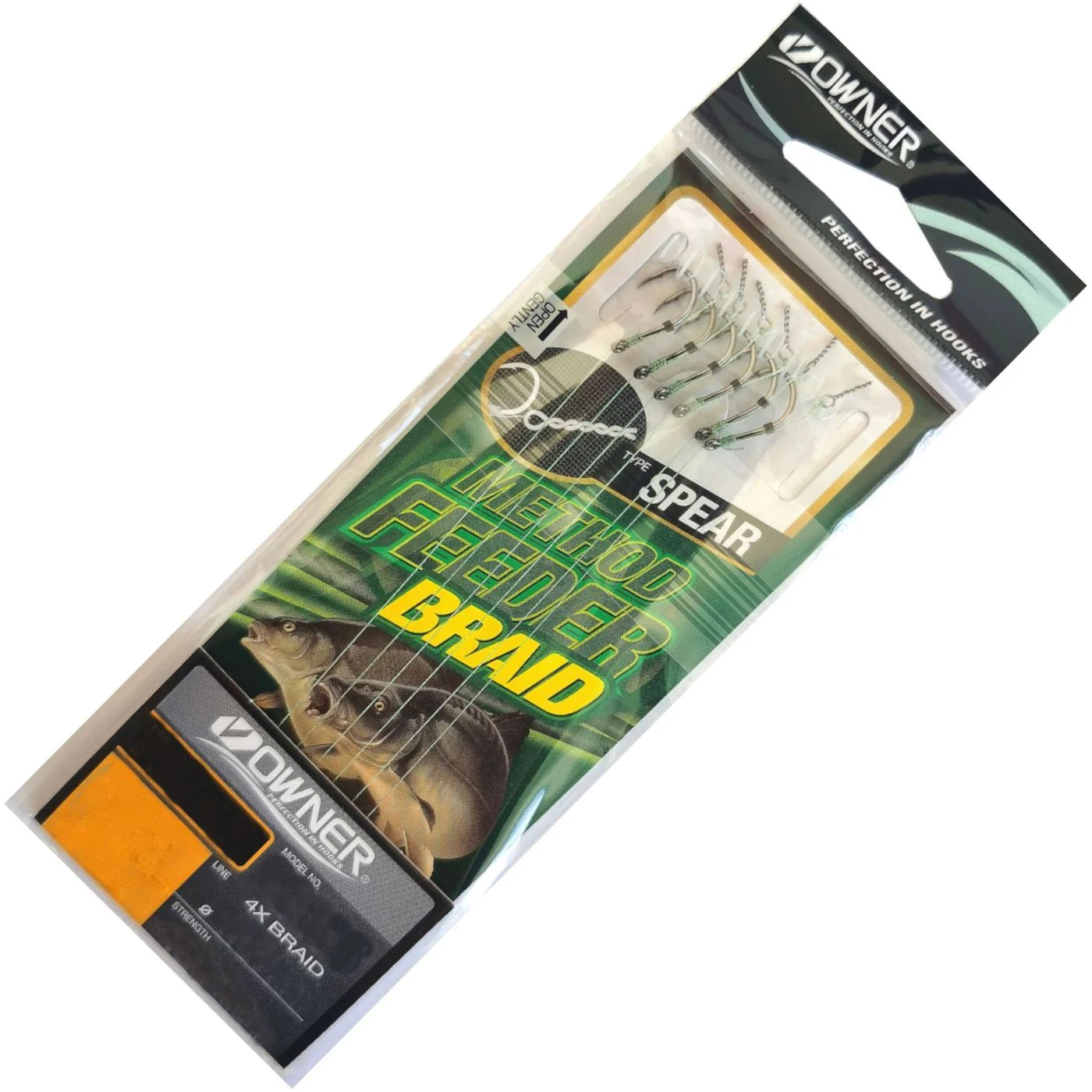 Owner Method Feeder Haken mit geflochtener Schnur und Speer - 6 gebundene Angelhaken Gr. 12 / 0.12mm