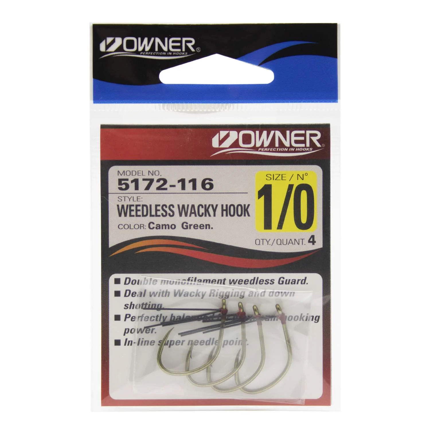 Owner Weedless Wacky Hook (5172-116) Gr. 1/0 mit Krautschutz Größe: 1/0