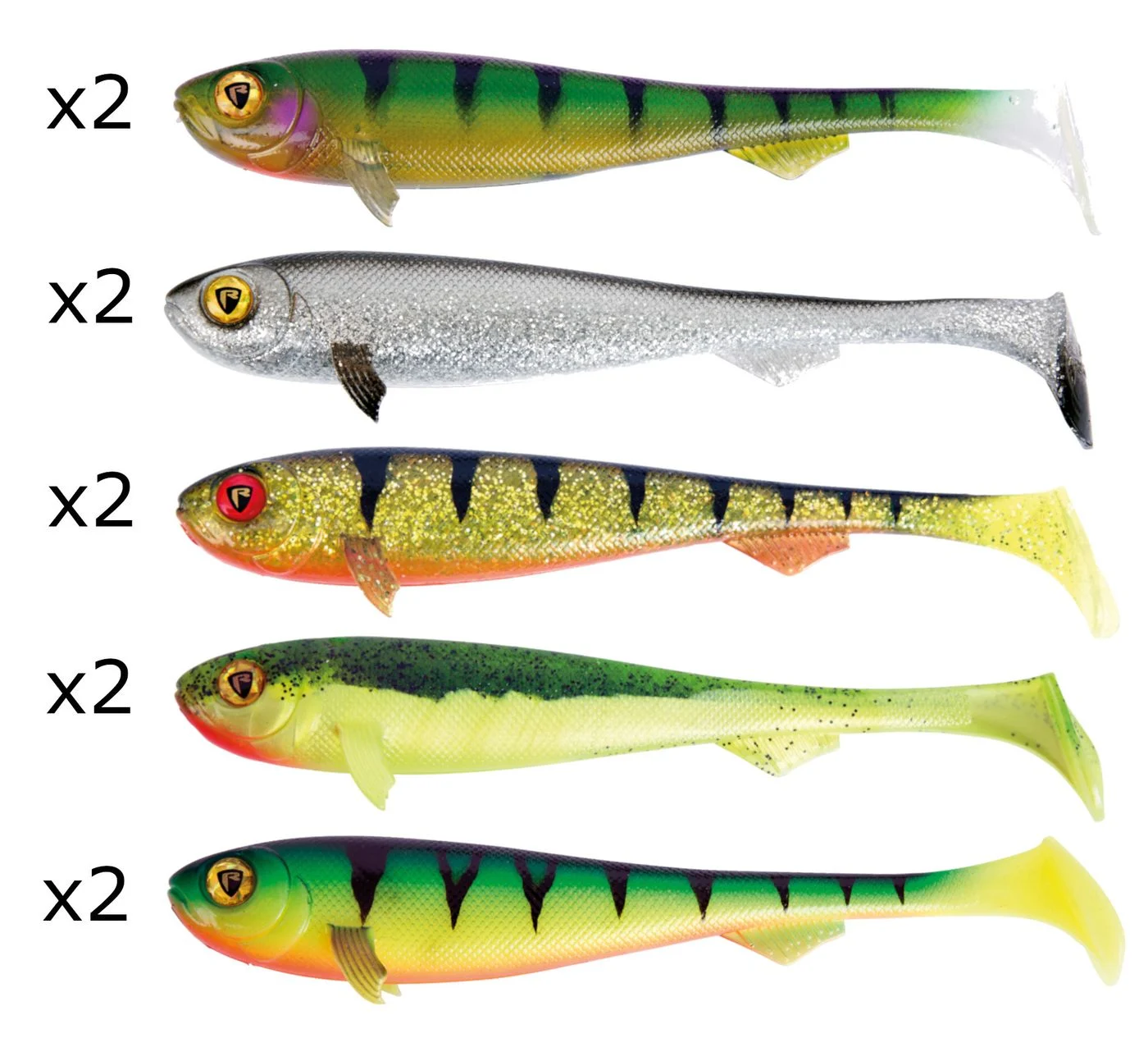 [Paket] 10 Fox Rage Super Slick Shad UV Gummifische 23cm - Hechtköder