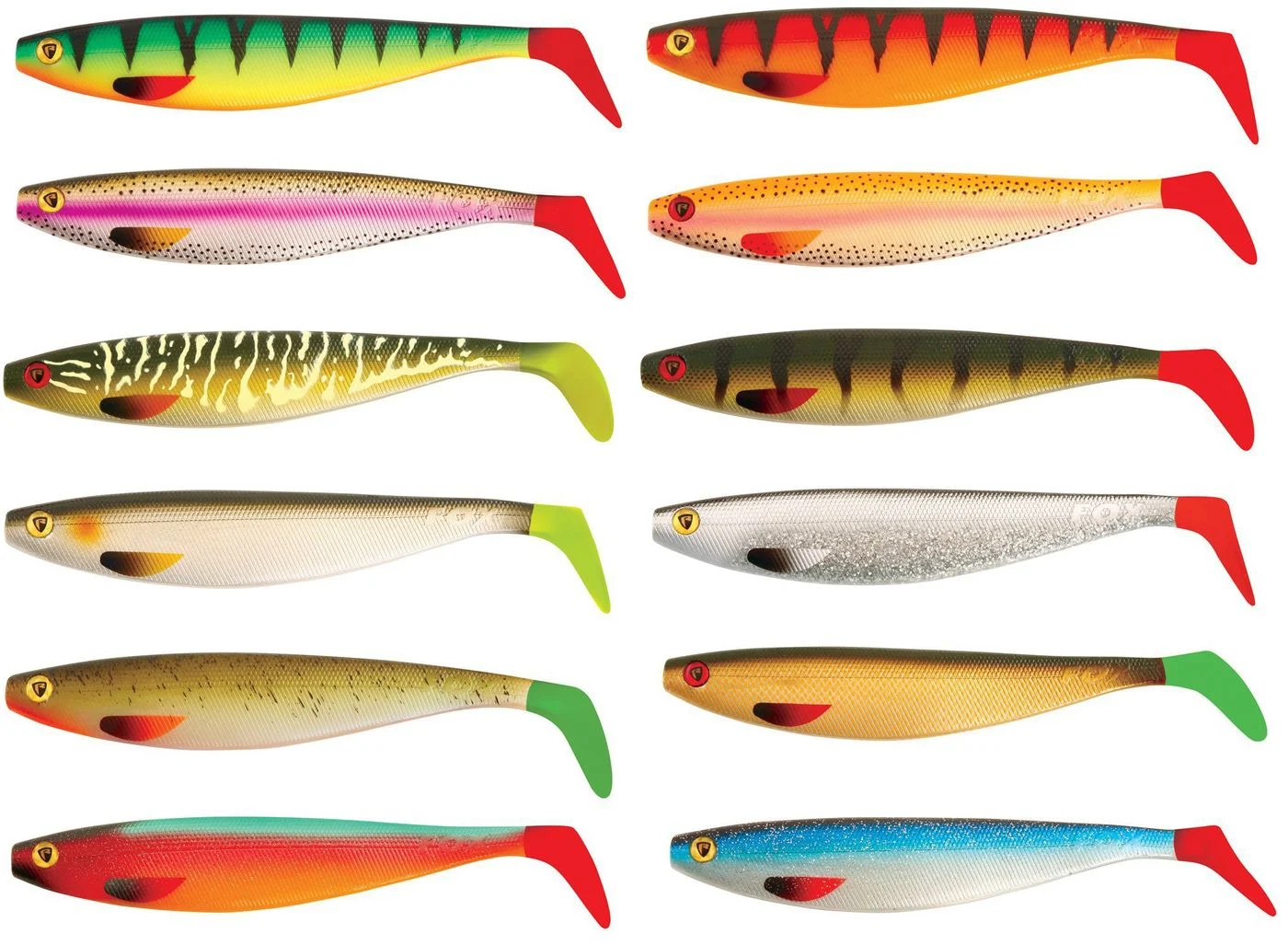 [Paket] 12 Fox Rage Pro Shad Firetail II Gummifische 23cm