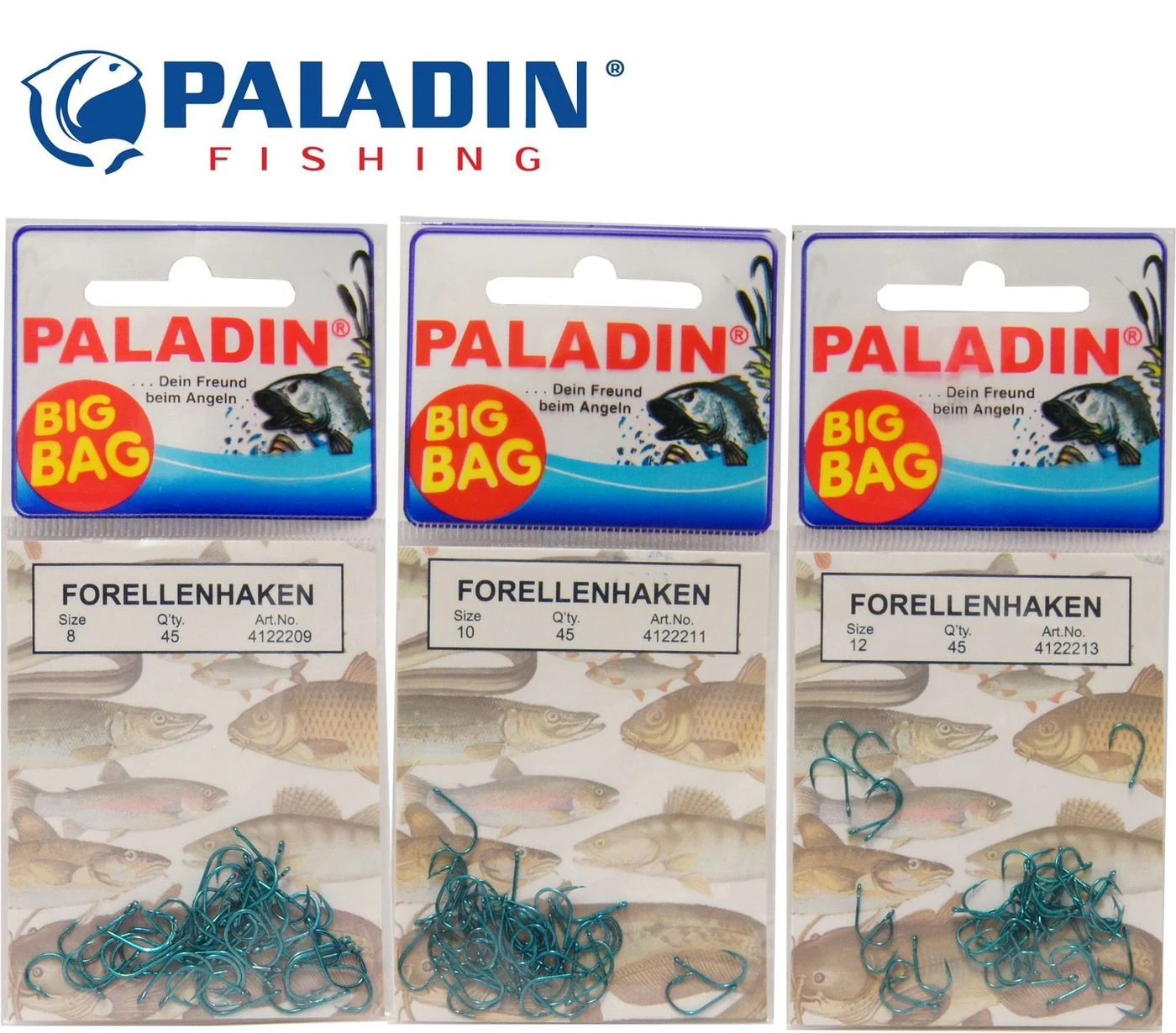 [Paket] 135 Forellenhaken Öhr Haken Gr. 8,10, 12 für Forelle