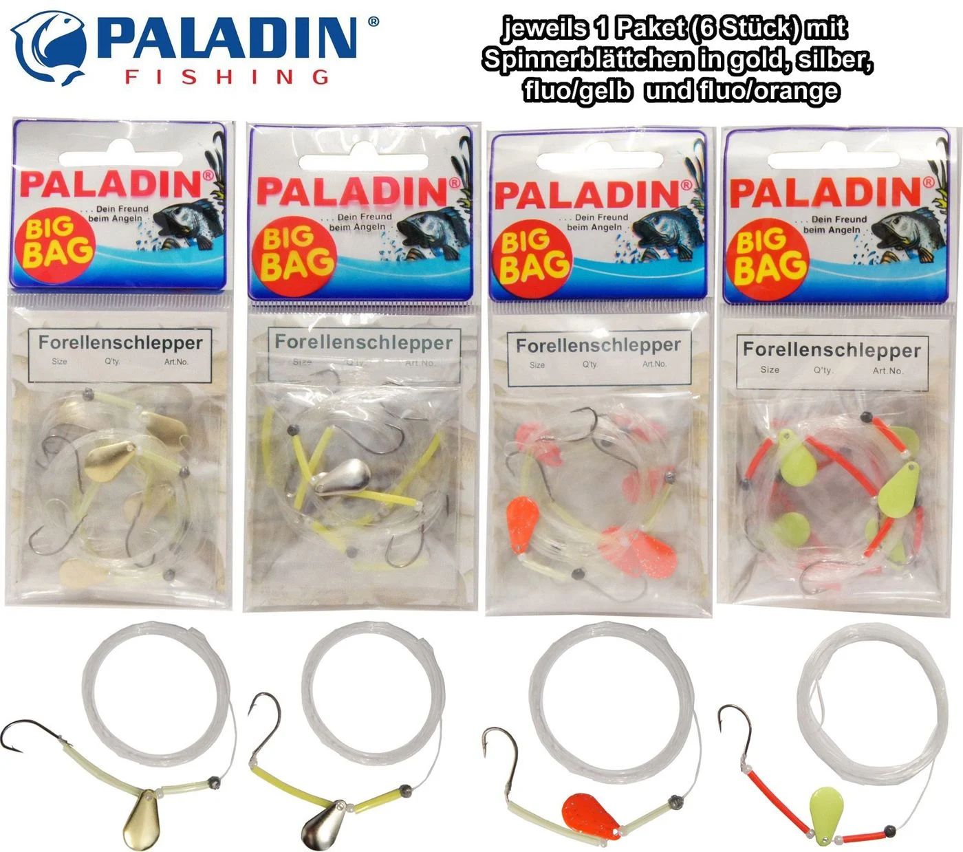 [Paket] 24 Forellenschlepper Forellenhaken Forellenvorfach Gr. 6