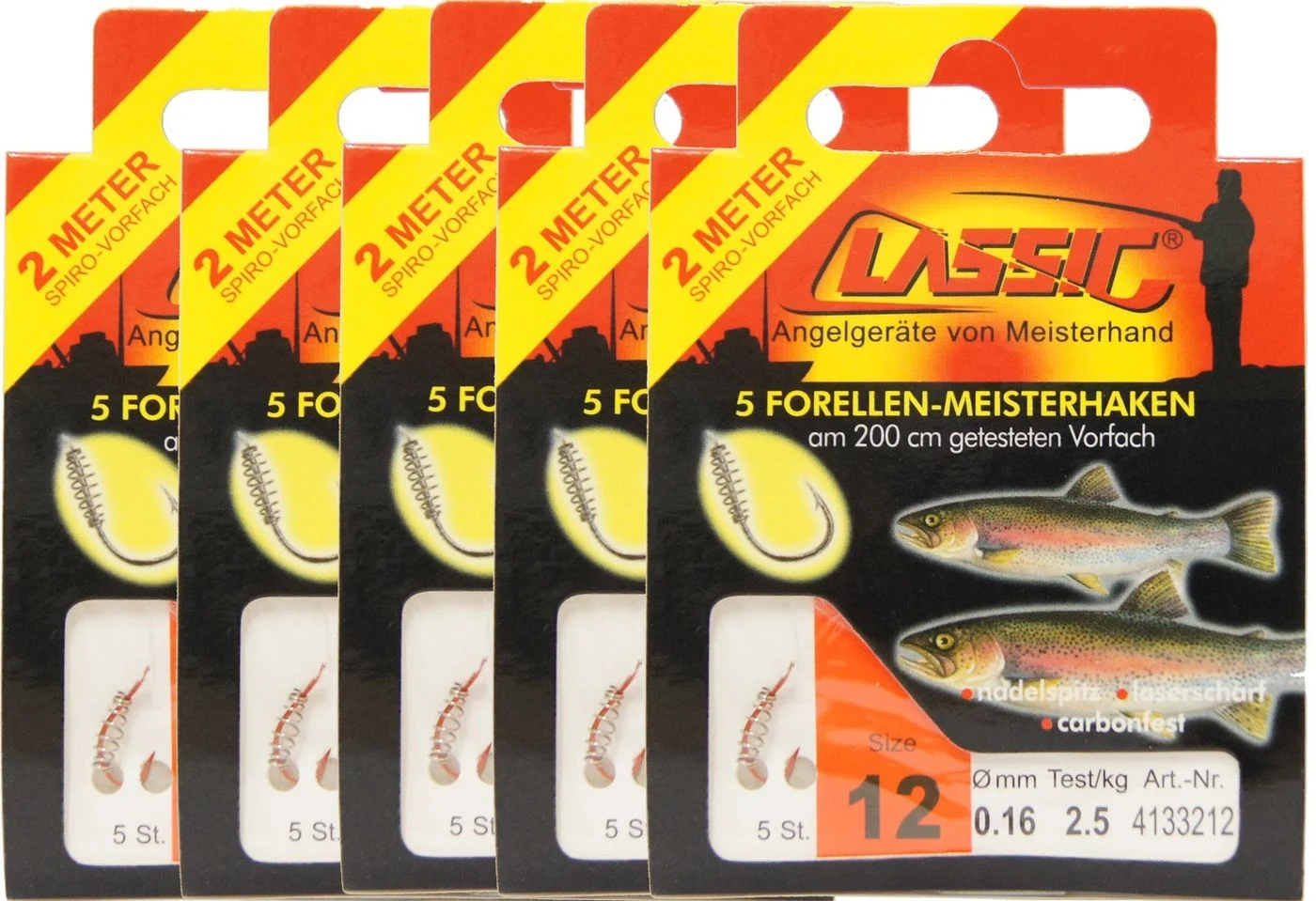 [Paket] 25 Spirulino Forellenhaken Teighaken Haken Gr.12 200cm