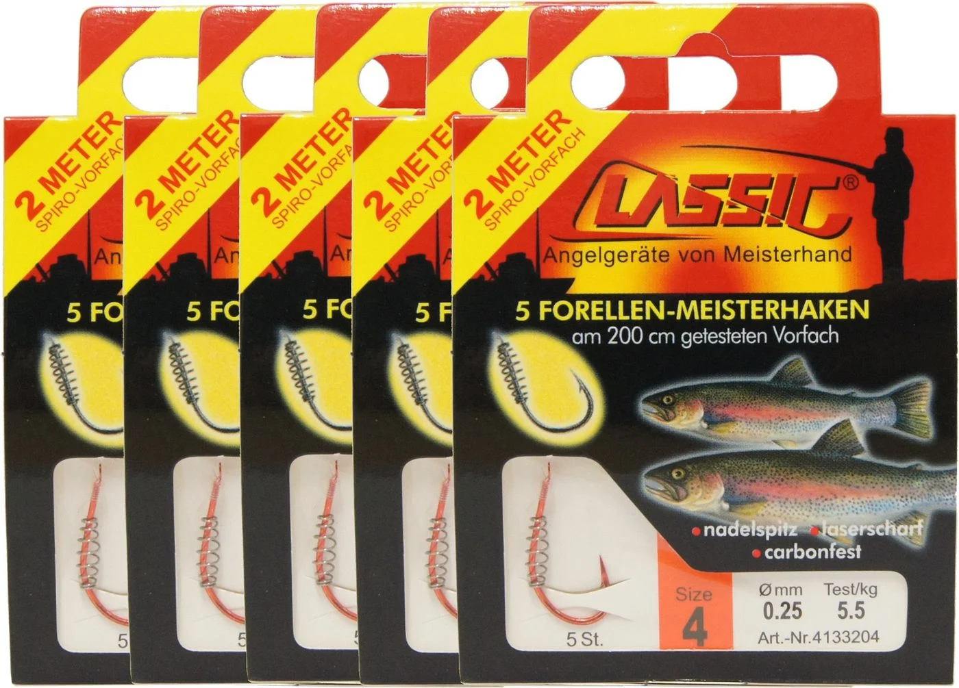 [Paket] 25 Spirulino Forellenhaken Teighaken Haken Gr. 4 200cm