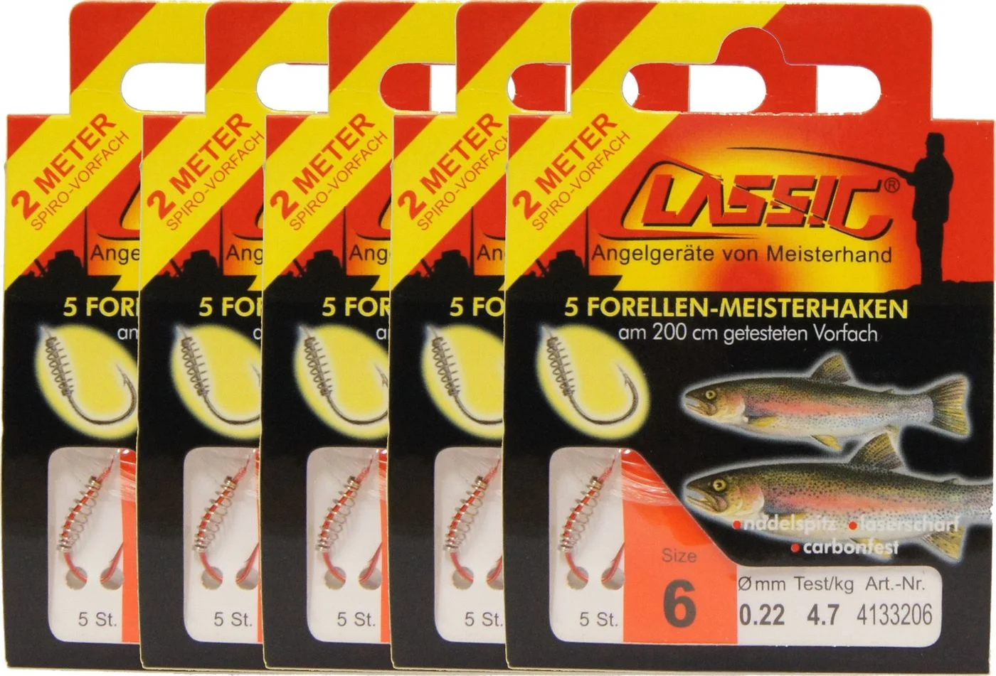 [Paket] 25 Spirulino Forellenhaken Teighaken Haken Gr. 6 200cm