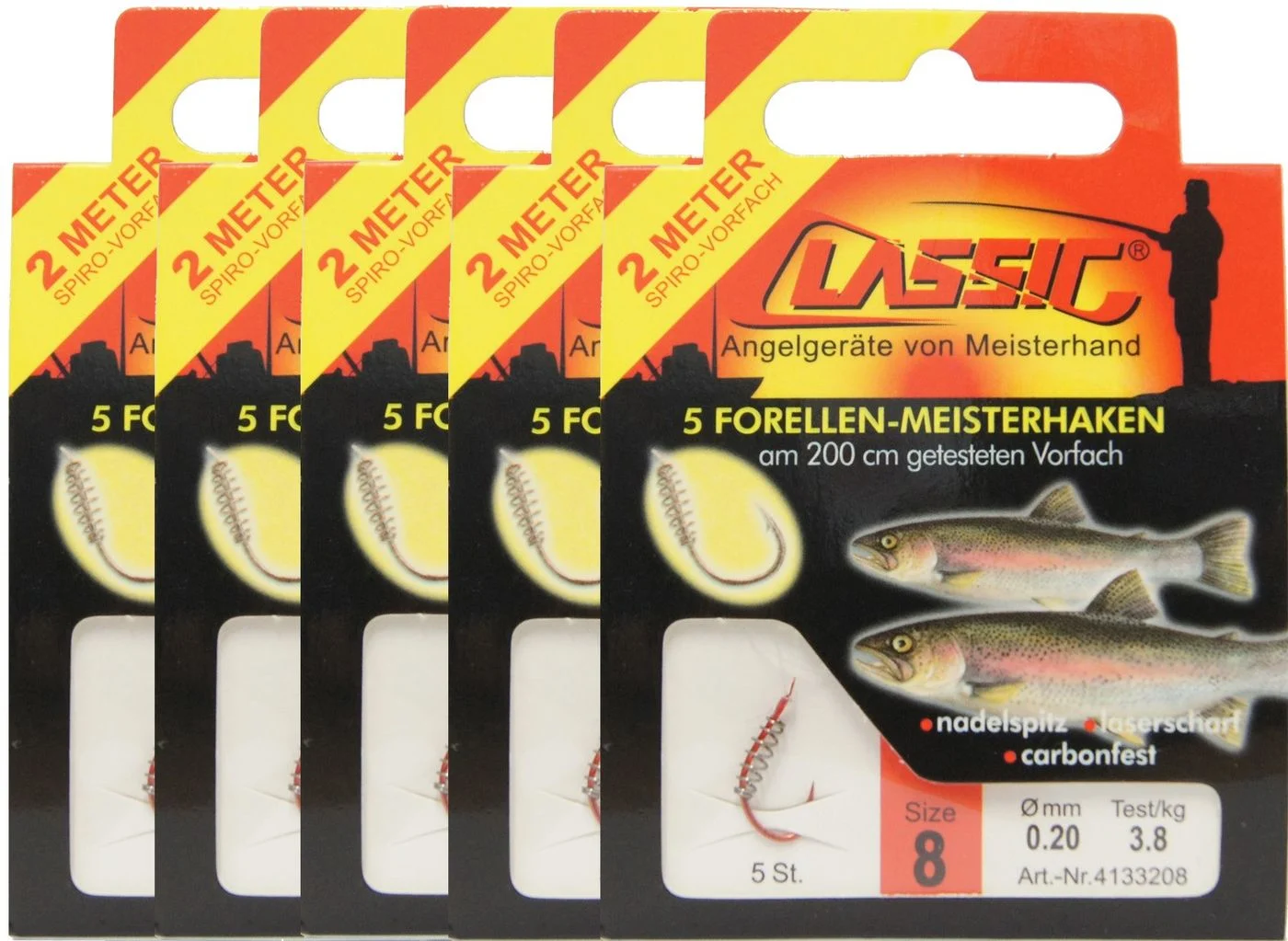 [Paket] 25 Spirulino Forellenhaken Teighaken Haken Gr. 8 200cm