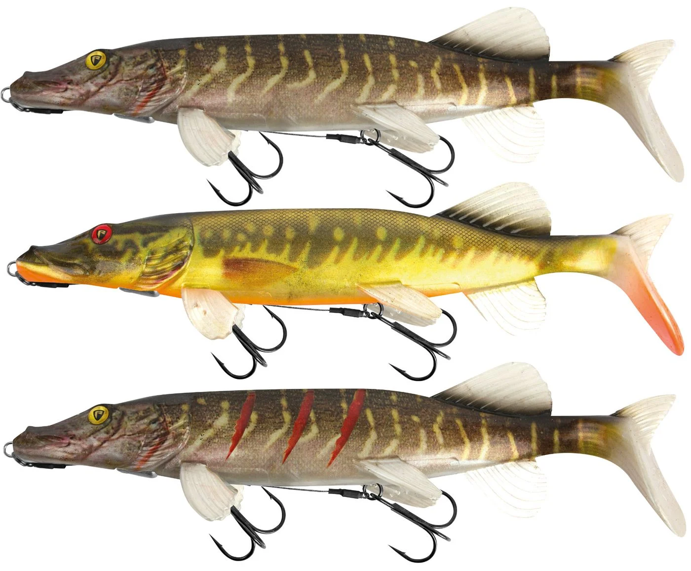 [Paket] 3 Fox Rage Pike Replicant Shallow 25cm Gummifische 108g - Hechtköder