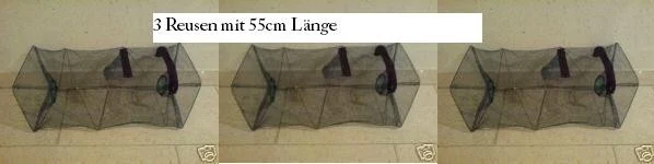 [Paket] 3 Reusen Aalreusen Krebsreusen Köderfischreusen Fischreusen 55x23x23cm