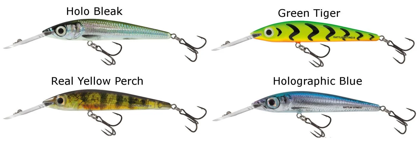 [Paket] 4 Salmo Rattlin Sting Deep Runner RS9DR 9cm Wobbler - Raubfischköder Set