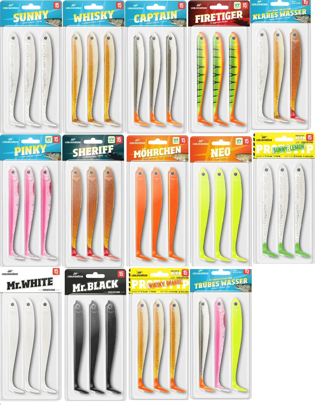 [Paket] 42 Lieblingsköder - 15cm Gummifische