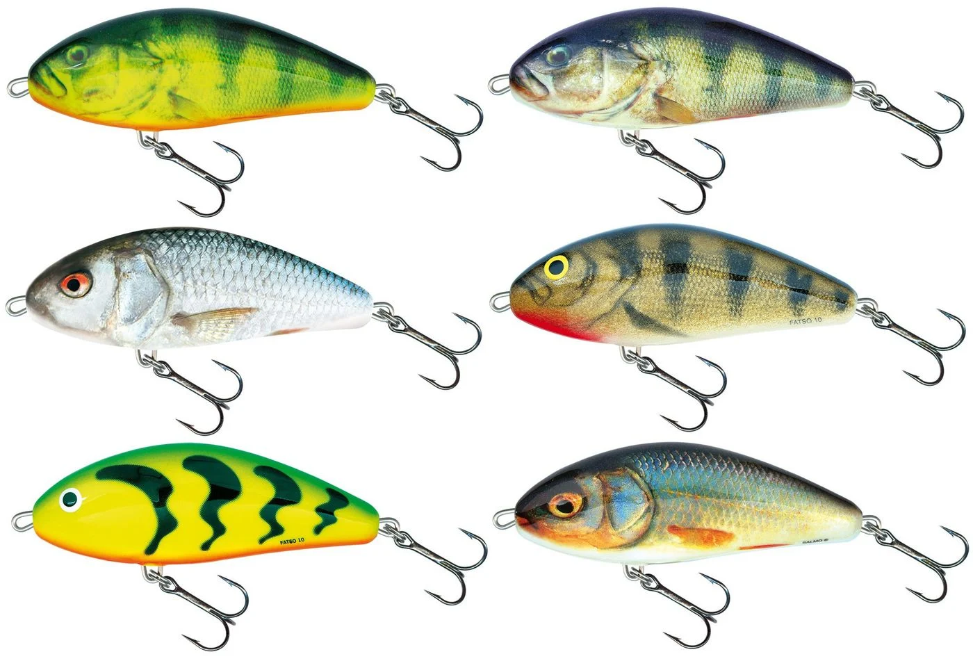 [Paket] 6 Salmo Fatso 10cm 48g Floating - Jerkbait Wobbler Set