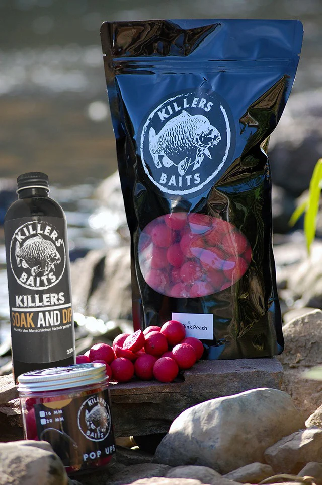 [Paket] Carp Killers Pink Peach 5kg Boilies + 100g Pop Ups 16mm + 250ml Dip