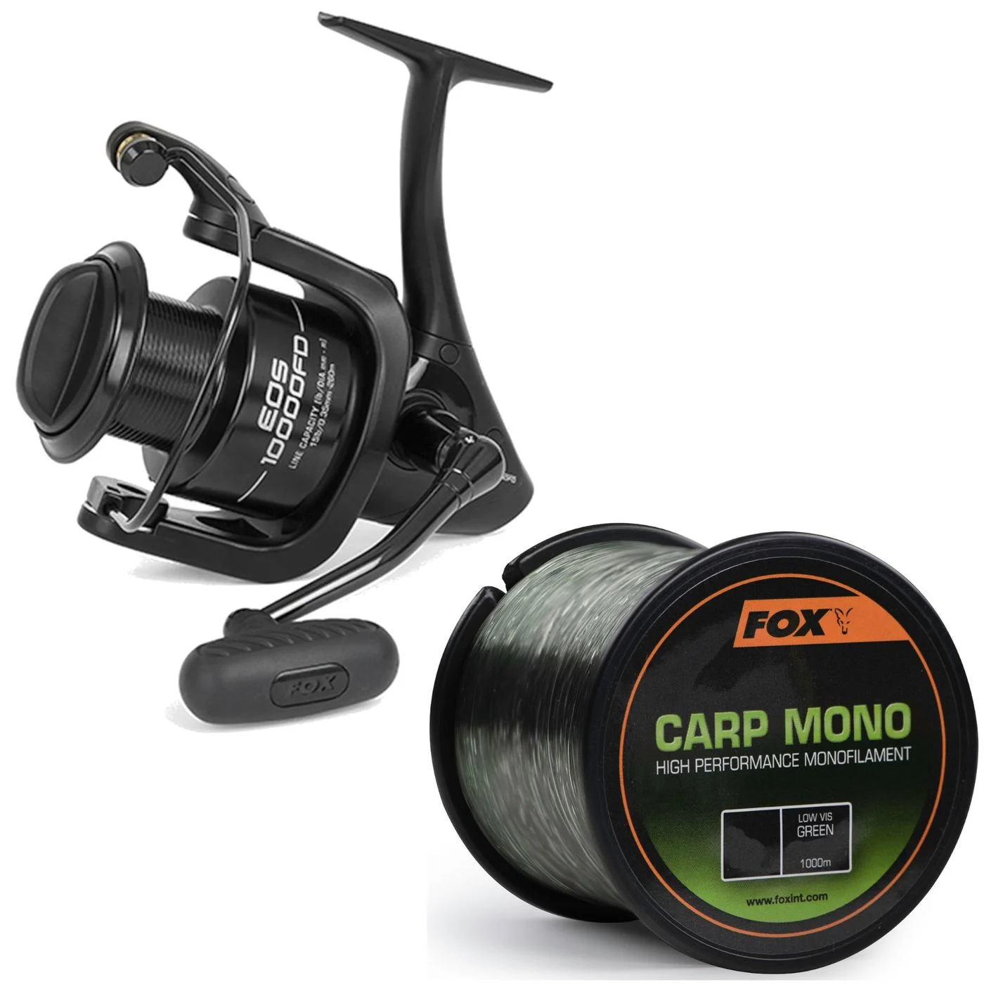 [Paket] Fox EOS 10000 FD Freilaufrolle + 1000m monofile Angelschnur 0,35mm