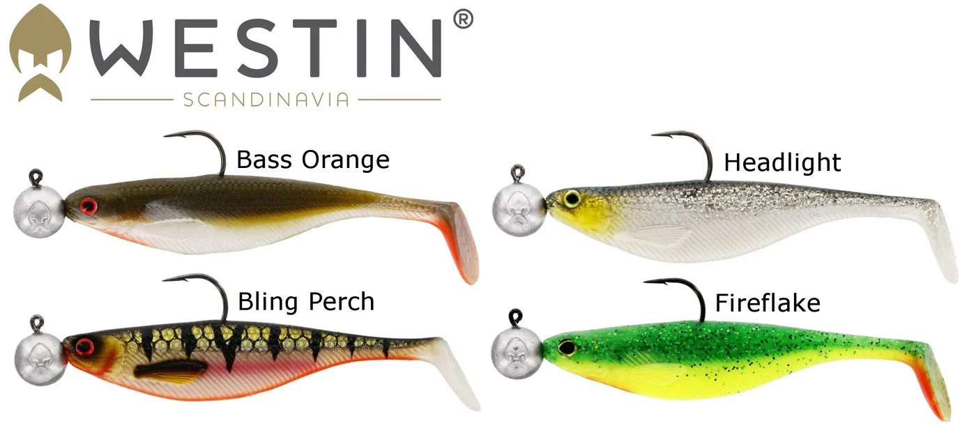 [Paket] Westin Shadteez RNR 9cm 4/0 10g - 4 Gummifische + Jighaken