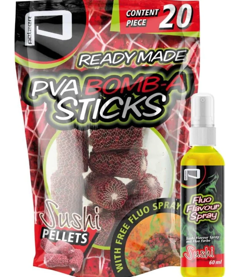 Pelzer PVA Bomb-A-Stick Sushi Pellets+Fluo Liquid