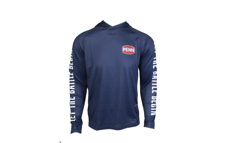 PENN Pro Hooded Jersey feuchtigkeitsabweisendes Angelhemd mit Sonnenschutzfaktor Farbe Marine Blue Gr. S