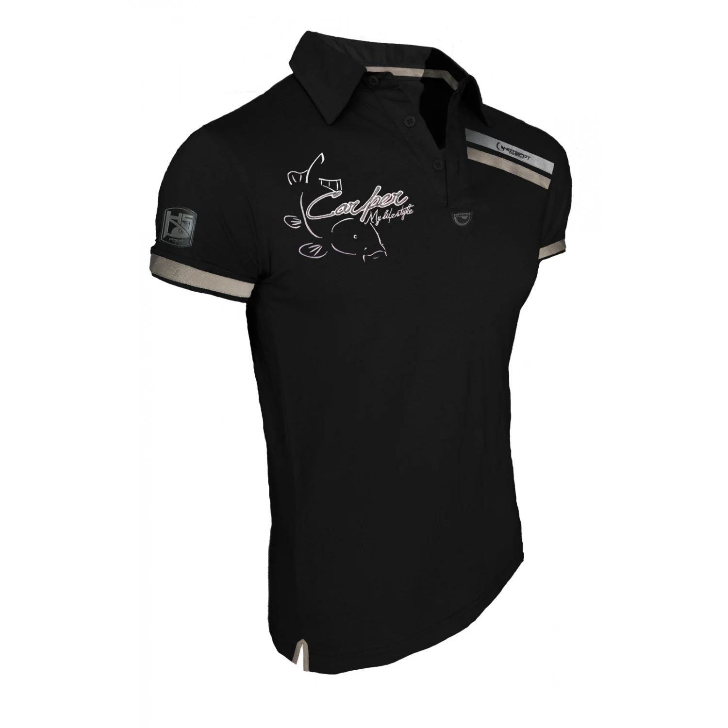 HOTSPOT DESIGN Poloshirt Carper, black, Polo Shirt, for carp anglers