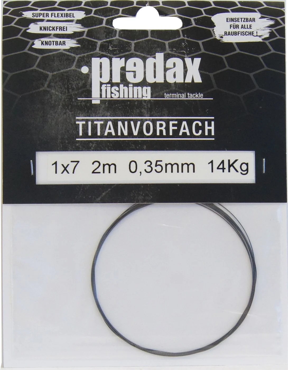 Predax Titanvorfach 1x7 schwarz 14kg 0,35mm 2m