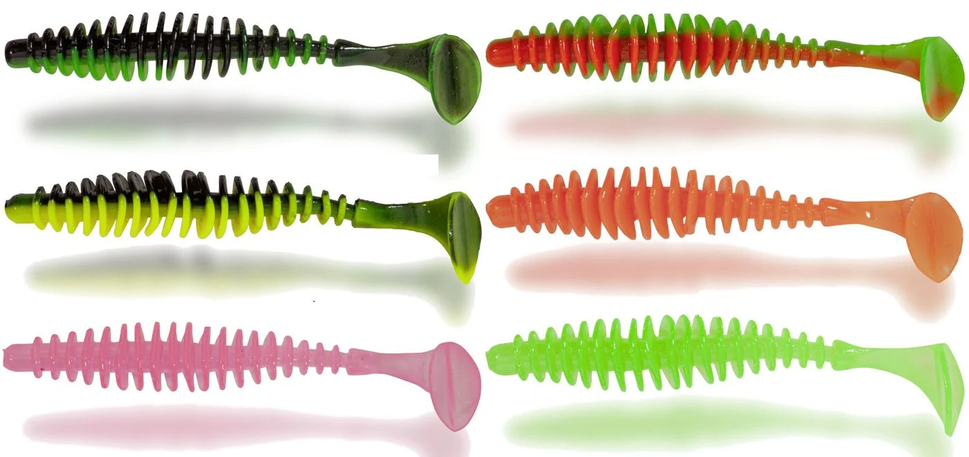 Quantum Magic Trout 5,5cm 1,5g T-Worm Paddler Käse - 6 Gummiköder neon grün/schwarz