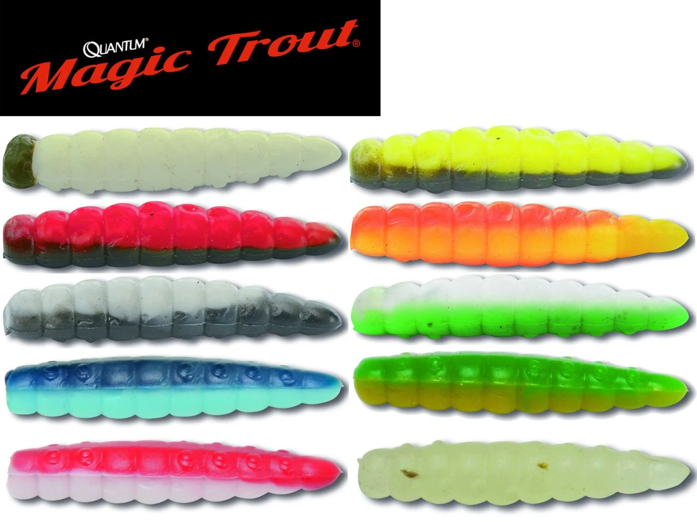 Quantum Magic Trout B Maggot 2,5cm - 10 künstliche Bienenmaden grün/weiß