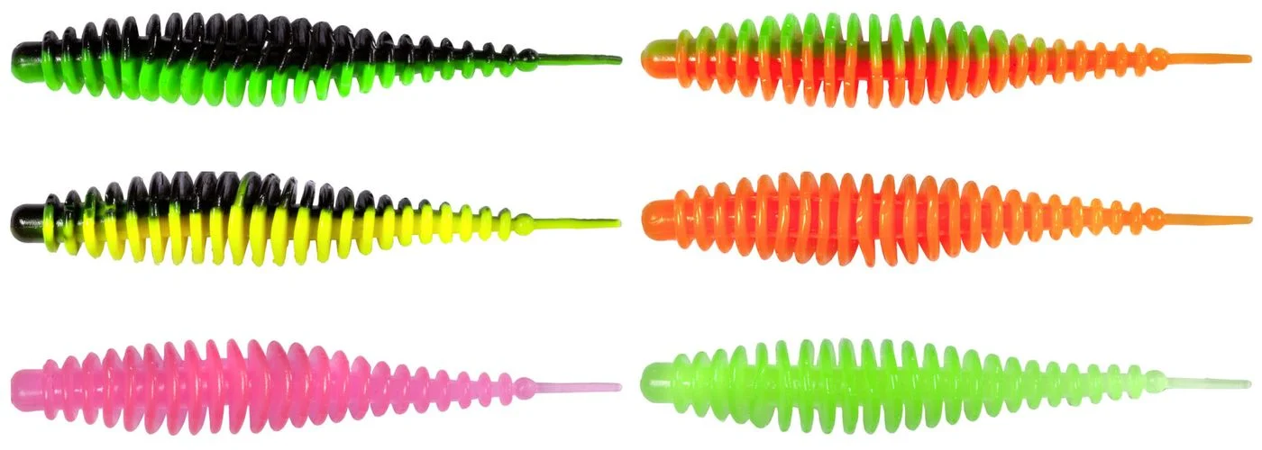 Quantum Magic Trout T-Worm 6,5cm 1g I-Tail Knoblauch - 6 Forellenköder neon gelb/schwarz