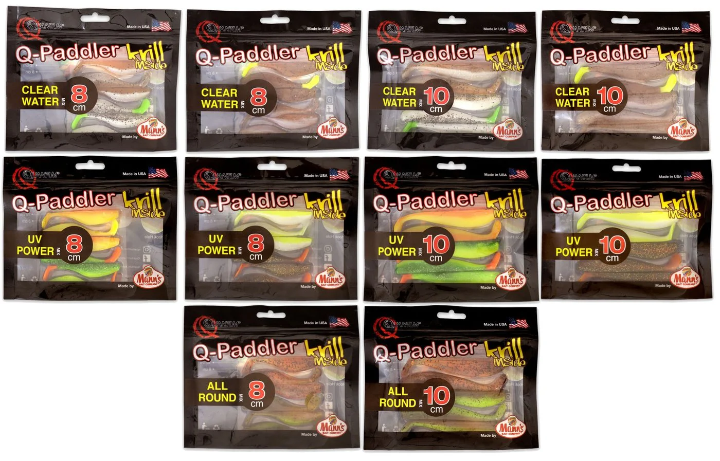 Quantum Q-Paddler Power Packs - Gummifische 8cm / 6 Stück 3x salt&pepper UV-tail + 3x sand goby