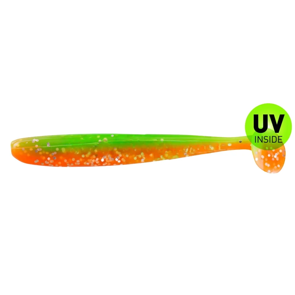 Relax Bass Shad 9 cm (3") Orange/Fluogrün Glitter 10 Stück