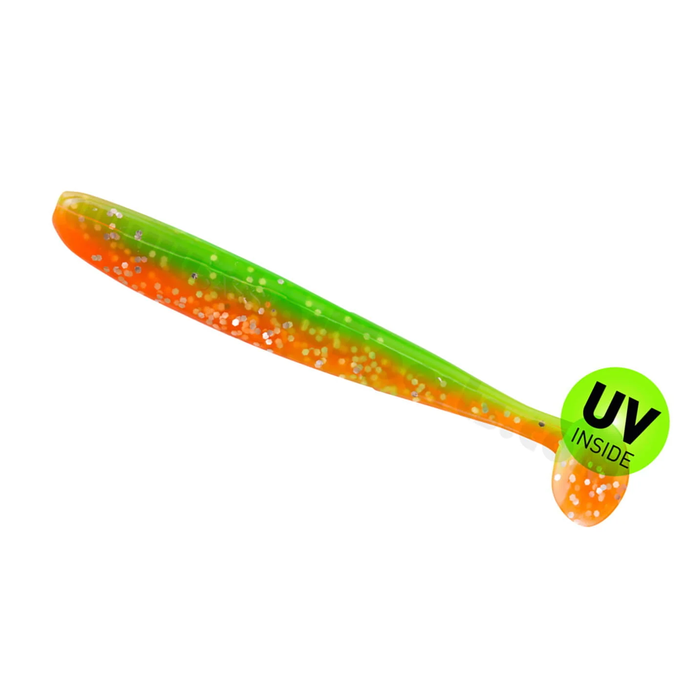 Relax Bass Shad 9 cm (3") Orange/Fluogrün Glitter 3 Stück
