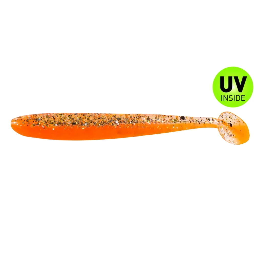 Relax Bass Shad 9 cm (3") Orange Klar-Gold Schwarz-Glitter 10 Stück