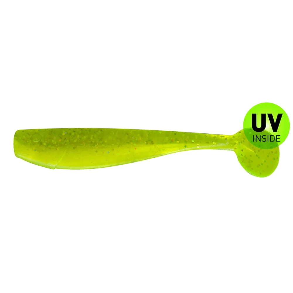 Relax King Shad 8 cm (3") Fluogelb Fluogrün-Glitter 10 Stück