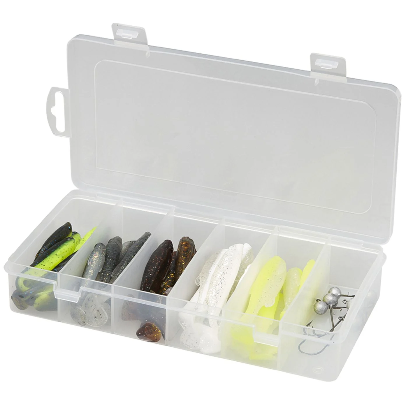 Savage Gear Fat Minnow T-Tail Kit - 30 Gummifische + 6 Jigköpfe