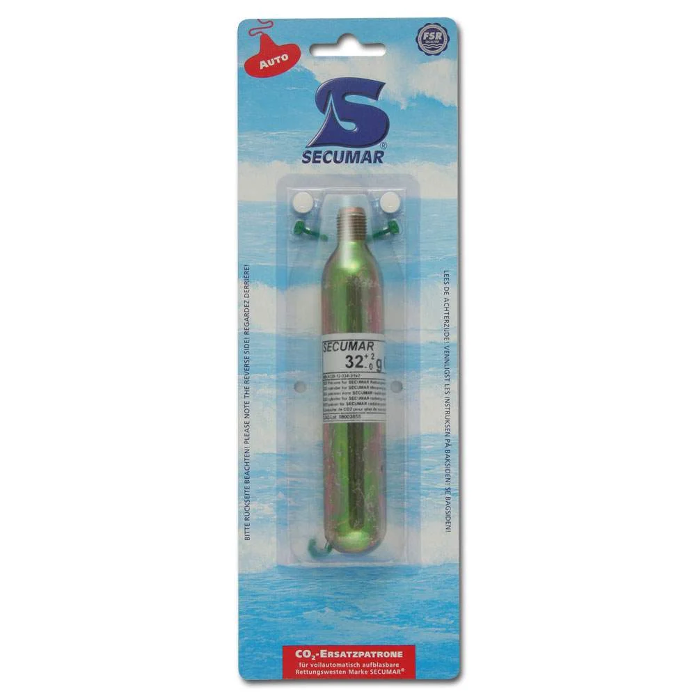 Secumar 32g CO2 Ersatzpatrone mit 2 Auslösetabletten für Automatik-Schwimmweste PX 150 & MYSTIC Modell: 32g für PX 150